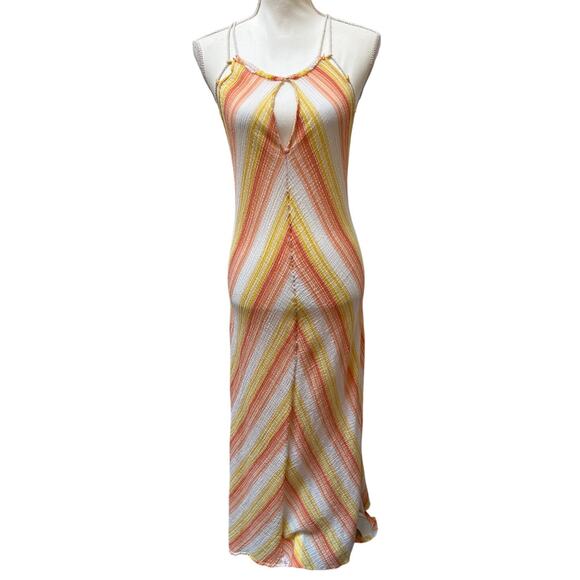 Free People Dresses & Skirts - NWT Free People Atlantis Chevron Maxi Dress Women's Size Large Yellow Pink